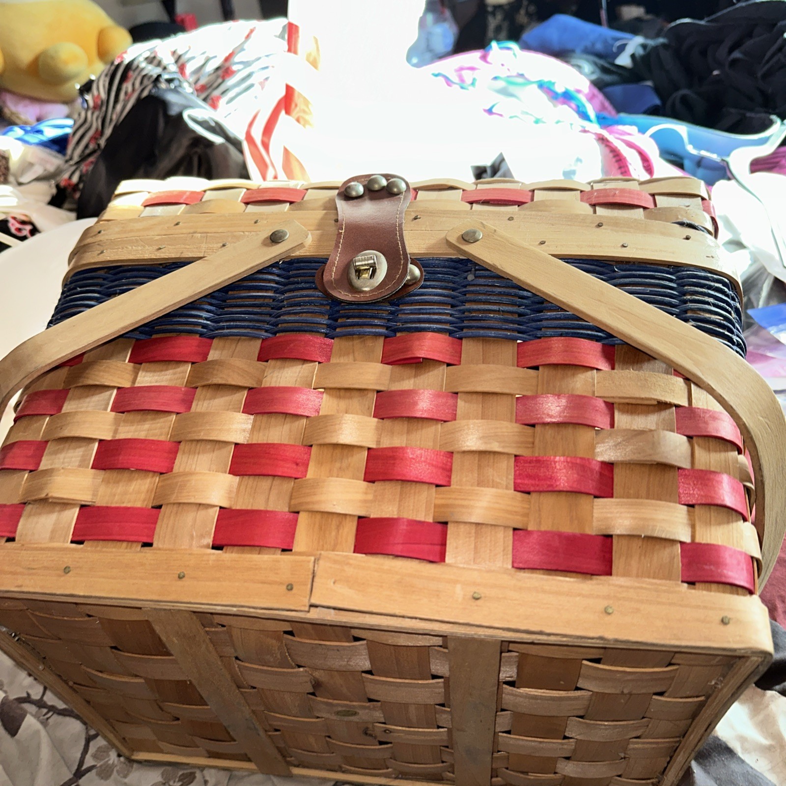 Longaberger Lidded Picnic Basket Vintage See Pictures*