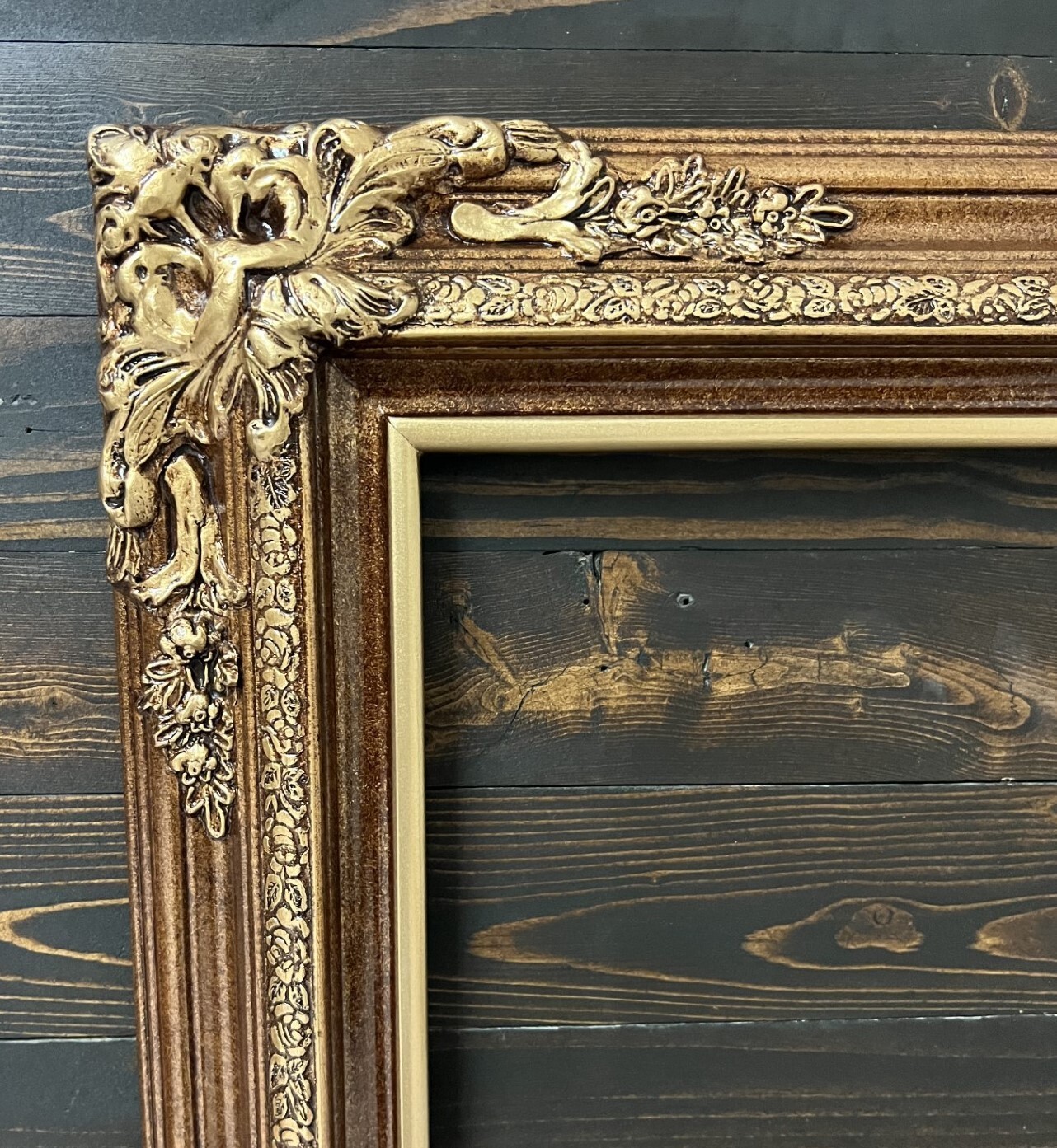12 x 18 In Stock-Traditional compo XL ornate corners wood frame, BRONZE, vintage
