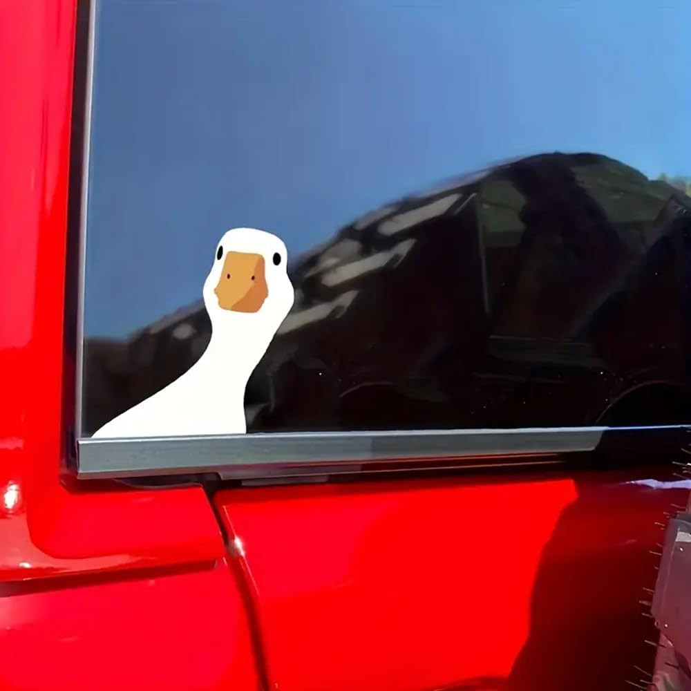 2 Pcs Cartoon Goose Self-Adhesive Sticker, Animal Theme Rear Vehicle Decoration