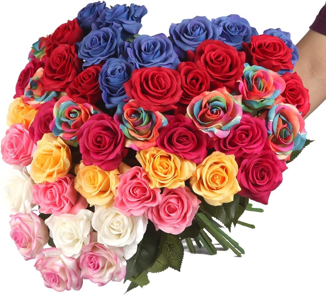 Red Rose Artificial Flowers, 1Pc 17″ Single Red Rose for Valentine’s Mother’s Da