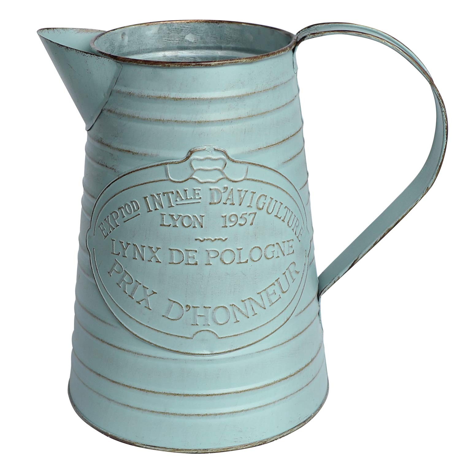 Shabby Chic Metal Jug Vase Pitcher Flower Holder for Home Decoration