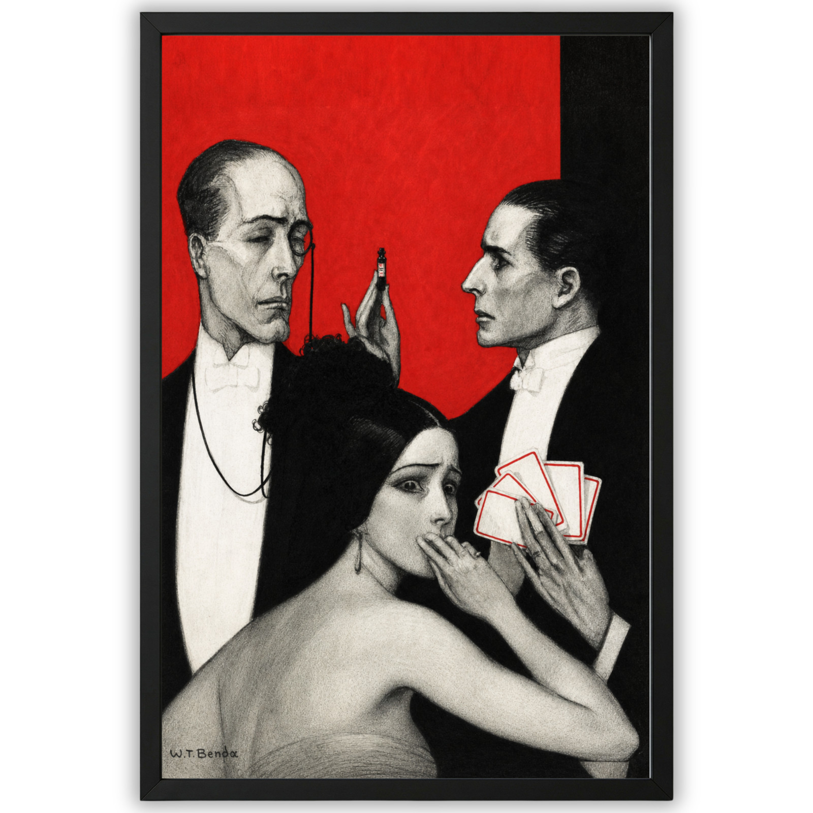W.T. Benda Art Deco Society Scene Poster Framed 11×17 Vintage Wall Art Deco