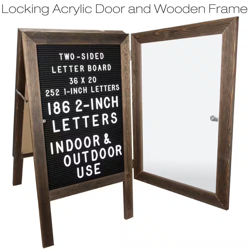 Excello 36 In. X 20 In. A-Frame Felt Letter Board Sign, Rustic Brown
