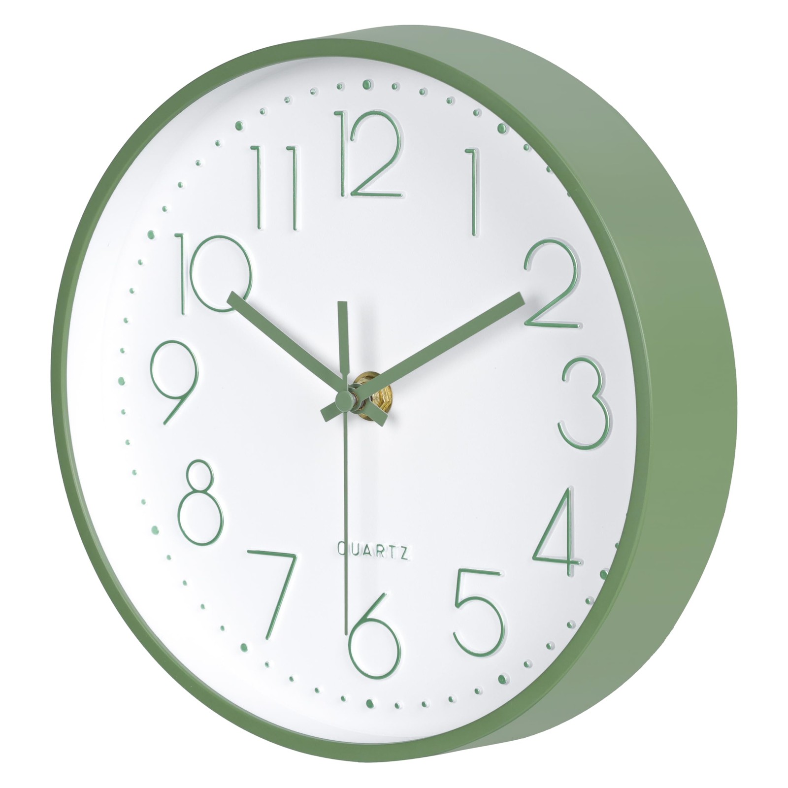 Modern Green Bathroom Wall Clocks 8 Inch Non-Ticking Battery Operated for Office