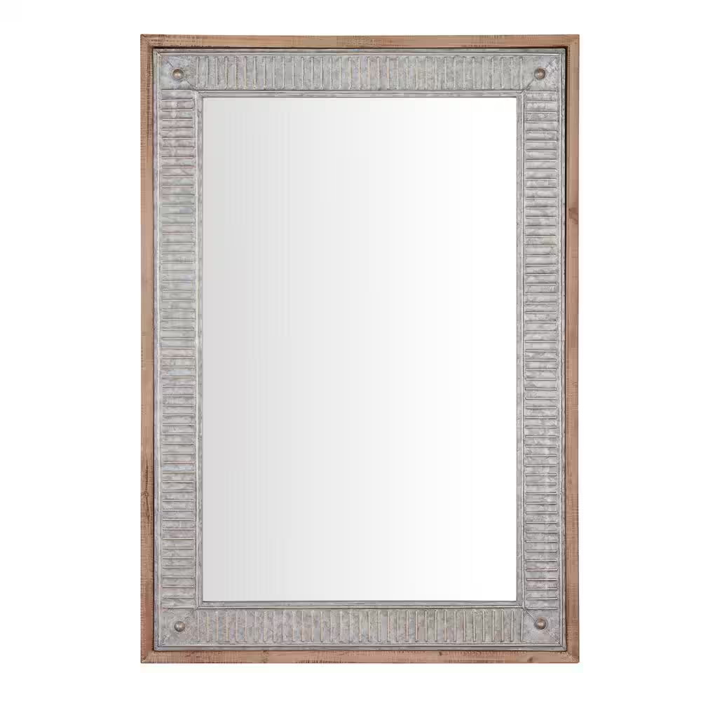 Medium Rectangle Galvanized Antiqued Farmhouse Accent Mirror (39 In. H X 27 In.