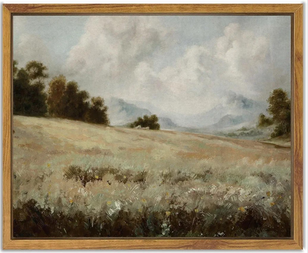 Set Of 4, Framed Landscape Print Modern Canvas Wood Art Horizontal Each 8″x10″
