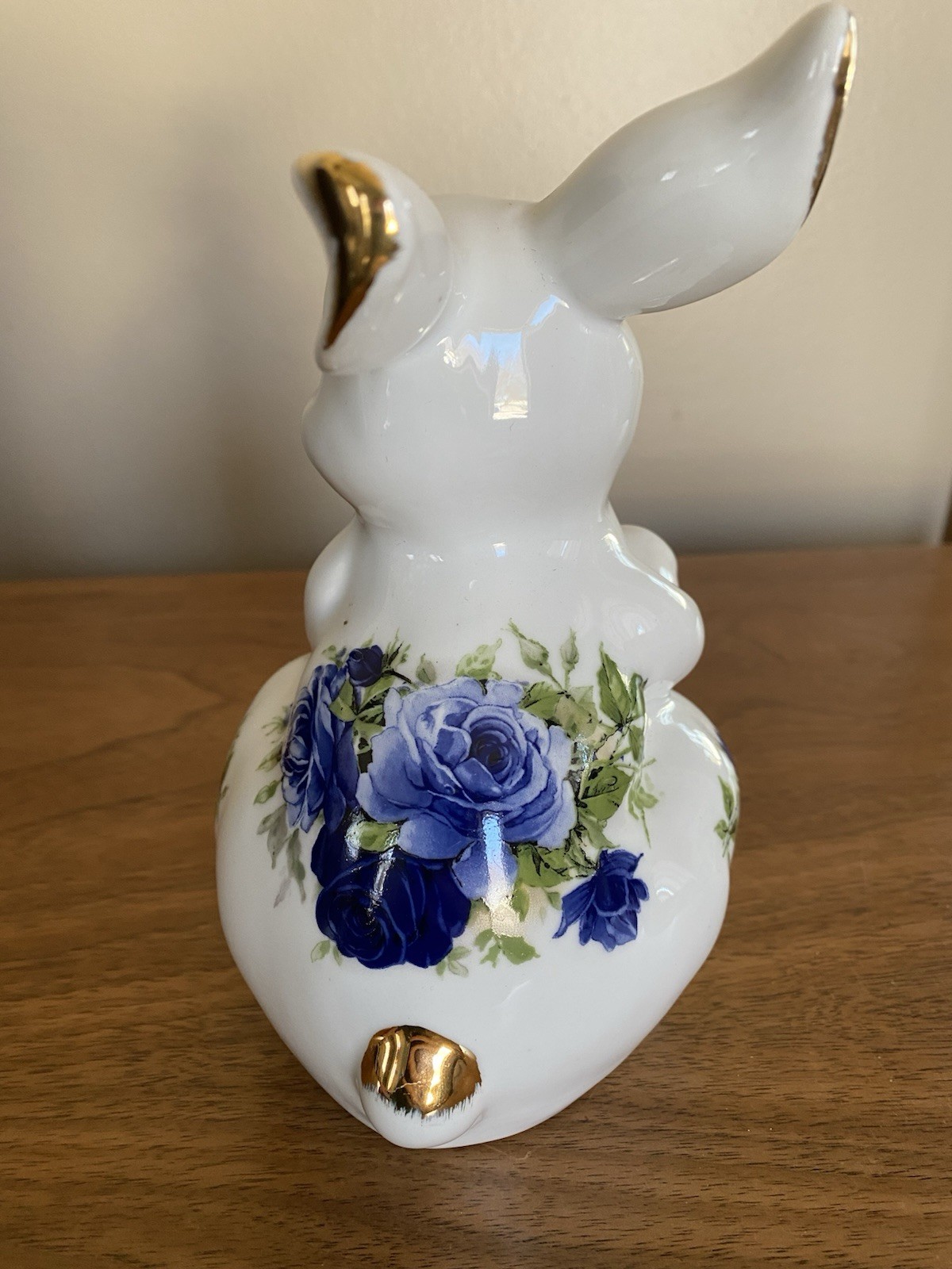 Adorable Formalities Baum Bros Porcelain Blue Rose Bunny Rabbit 6.5″ Tall Easter