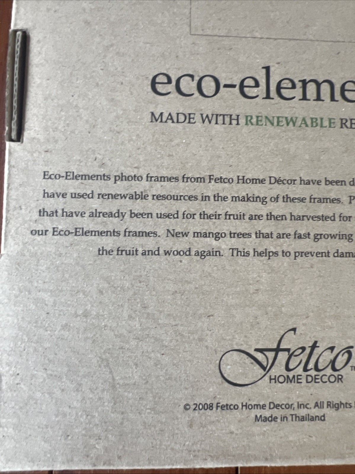 Eco Elements 4×6 Ashfield & Walnut Wood Picture Frame Fetco Renewable New In Box