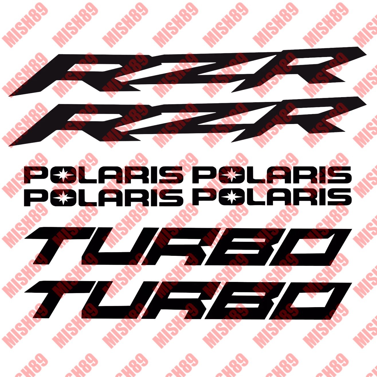 Polaris RZR Turbo Decal Set Polaris Vinyl Decals – Any Color