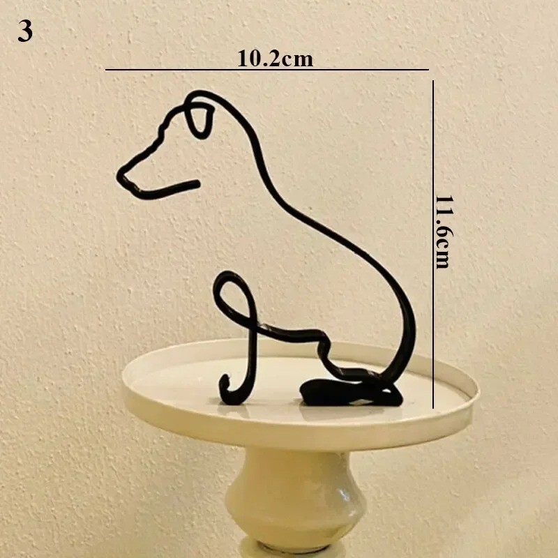 Metal Cat Dog Statue Modern Abstract Art Sculpture Ornaments Home Office Decor