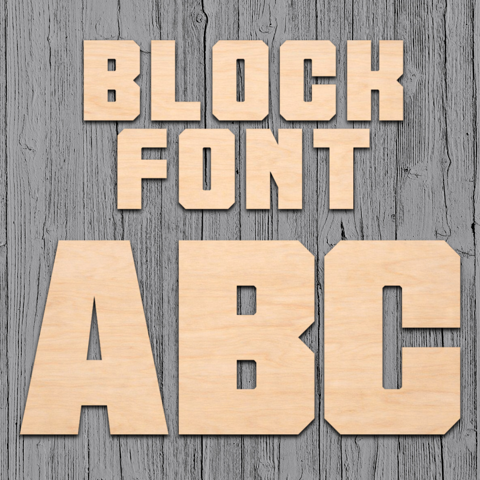 Block Font Wood Letters Numbers Cutout Unfinished Laser Cut 3mm Craft Up to 14″