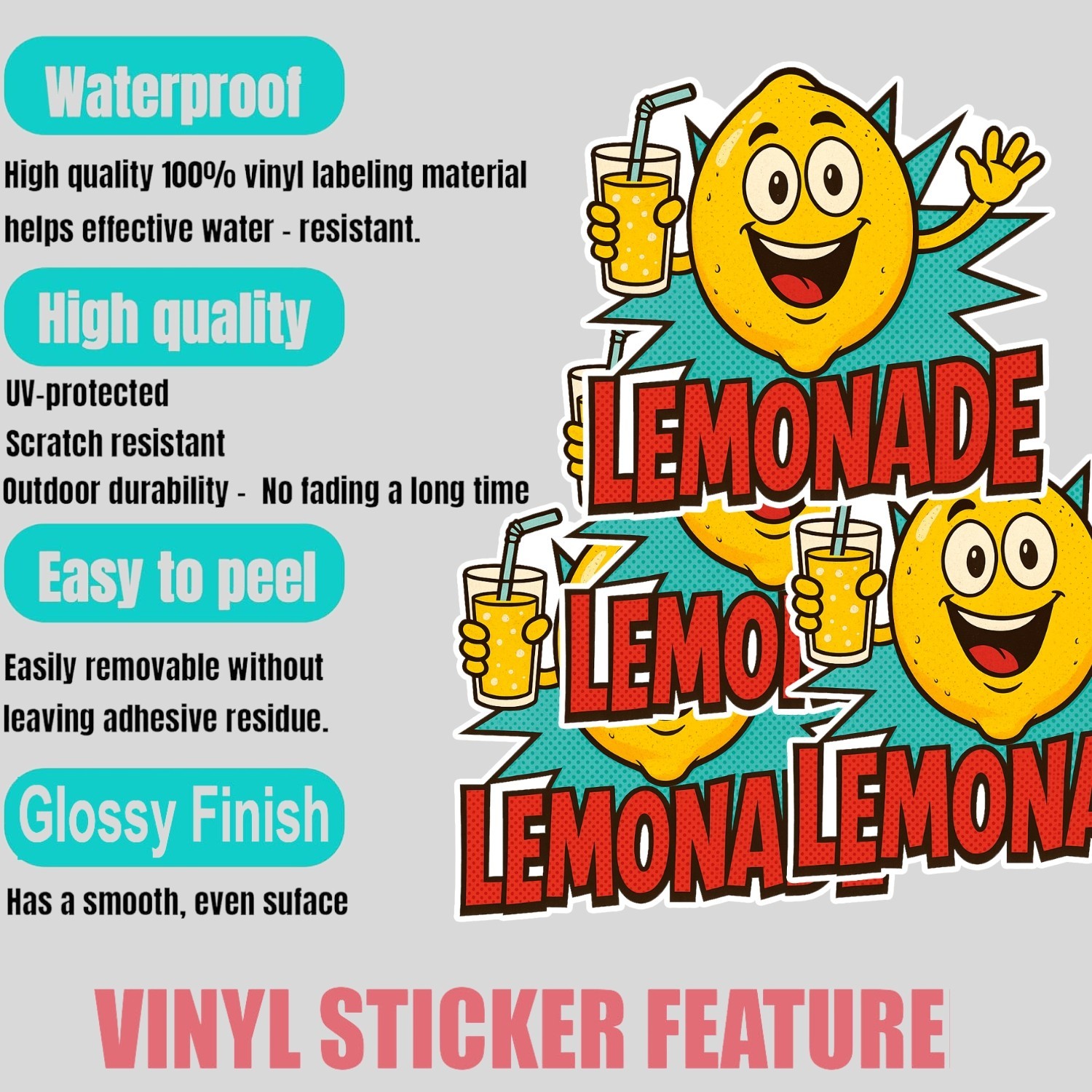 4PCS Lemonade Stickers – Food Truck Concession Stand Vinyl Decals