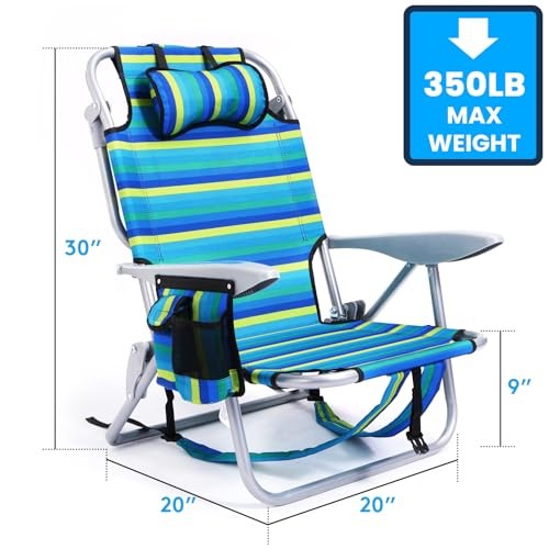 2 Pack Lightweight Portable Camping Beach Chair for Adults, Outdoor Lay Flat