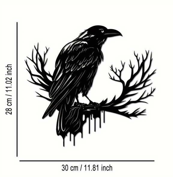 Gothic Black Crow Silhouette Metal Wall Art Decoration Indoor Outdoor