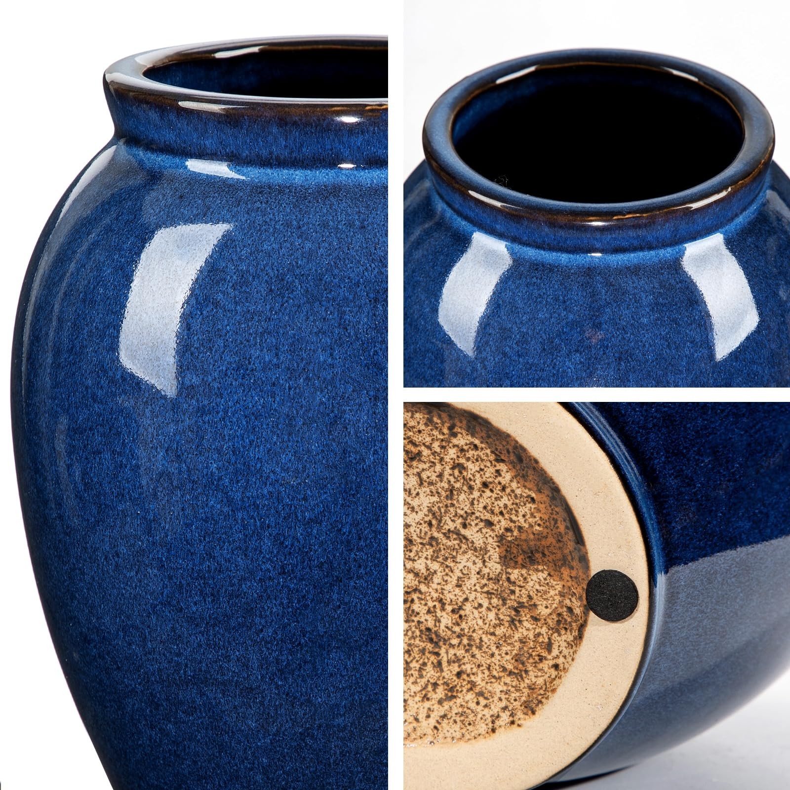 Blue Large Ceramic Vases for Flowers Navy Blue Glazed Pottery Vases Rustic Mo…