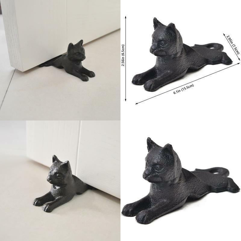 Cast Iron Door Stop Old Vintage Antique Cat Design Decorative Stopper Wedge New