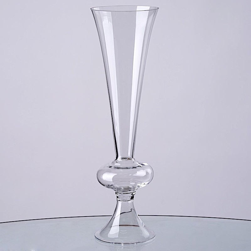 15″ tall Trumpet Clear Glass Vases Wedding Party Centerpieces Home WHOLESALE
