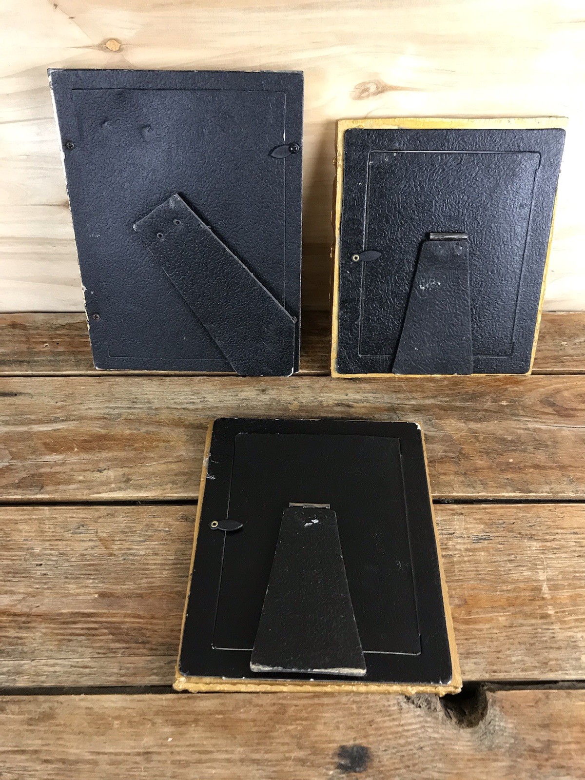 Vintage Gold Picture Frames Gallery Wall Resin Plastic Ornate Lot of 3 8×6″ 7×6″