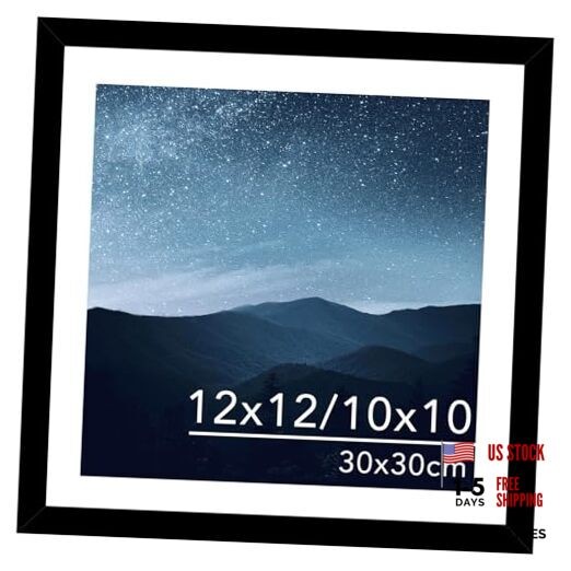 2×2 Picture Frame with Mat for 30 x 30cm Diamond Art Painting, Display 1 Black