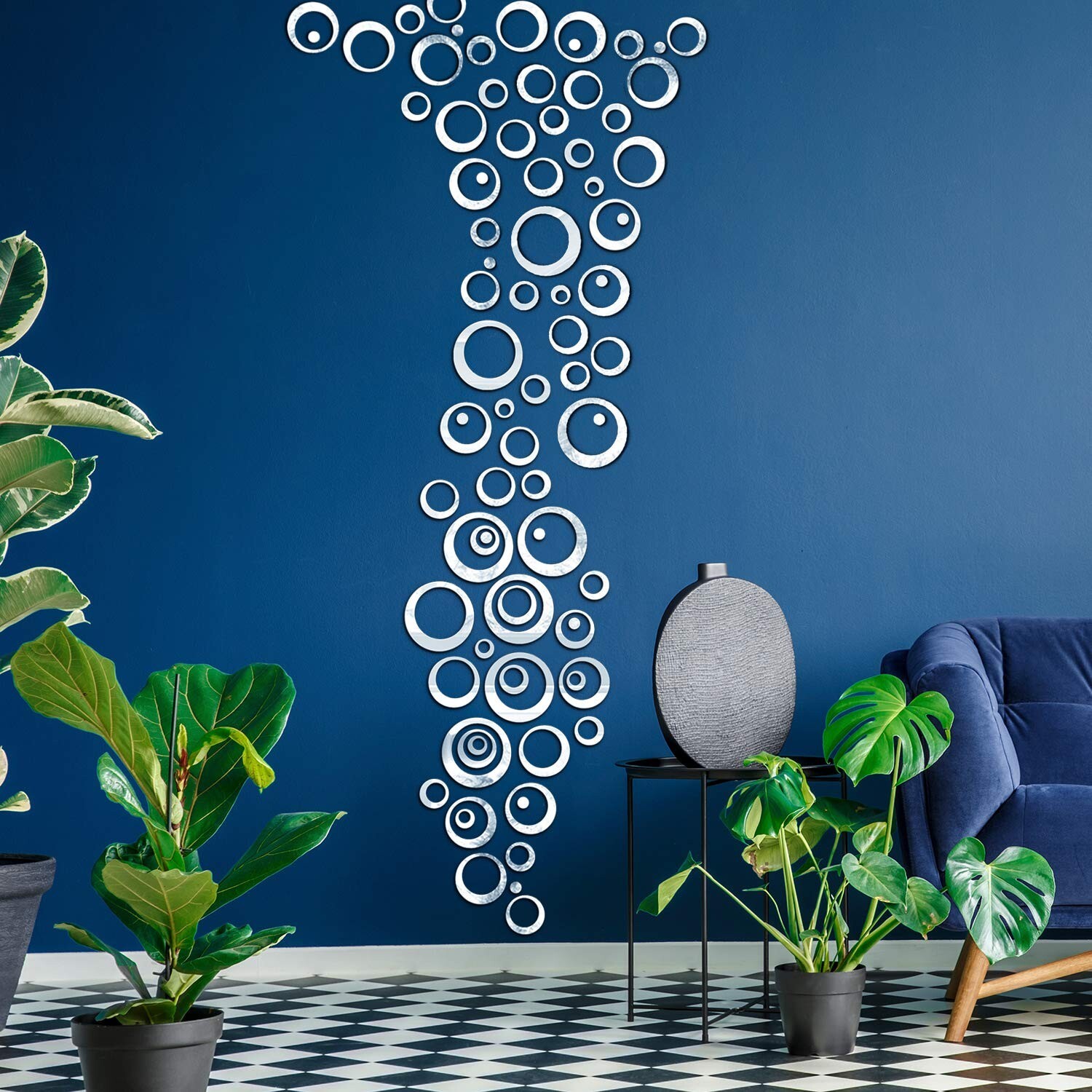 Shappy 72 Pieces Removable Round Circle Wall Sticker Decal Acrylic Mirror Set…