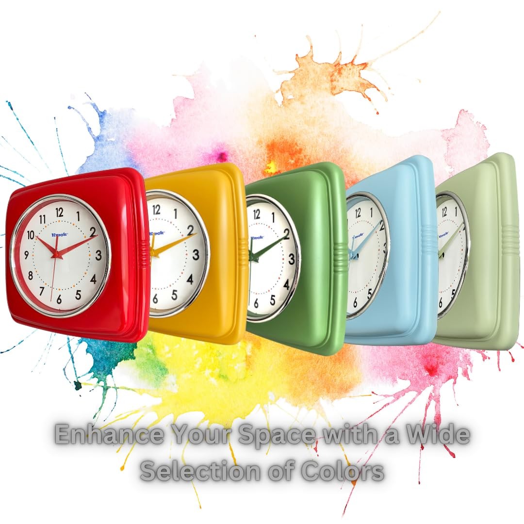 Retro Ã¢â‚¬â€œ 9-Inch Square Silent Non-Ticking Mid-Century Modern Wall Clock…