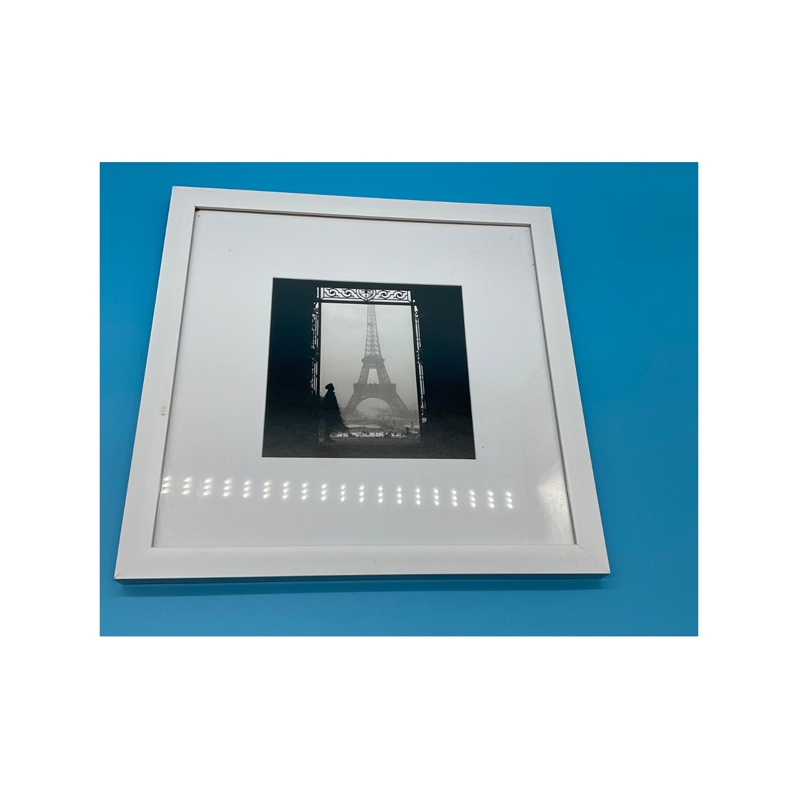 Paris Eiffel Tower aprox 14×14 Framed Wall Art Modern Monochrome Decor