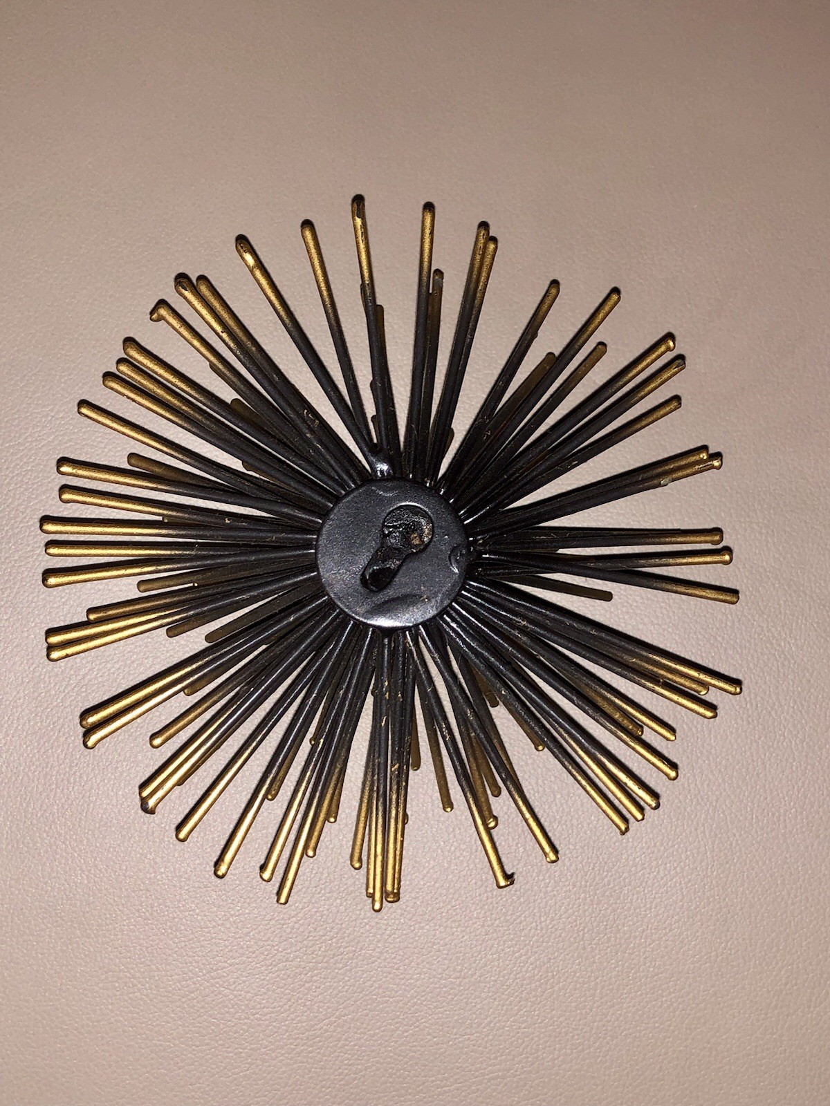 3 Gold/Black Starburst Metal Atomic MCM Style Sea Urchin Wall Hangings Decor