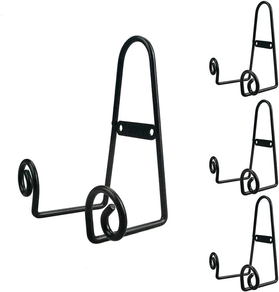 2 Decorative Black Metal Plate Stands Hangers Heavy Sturdy 5″ X 7.5″in