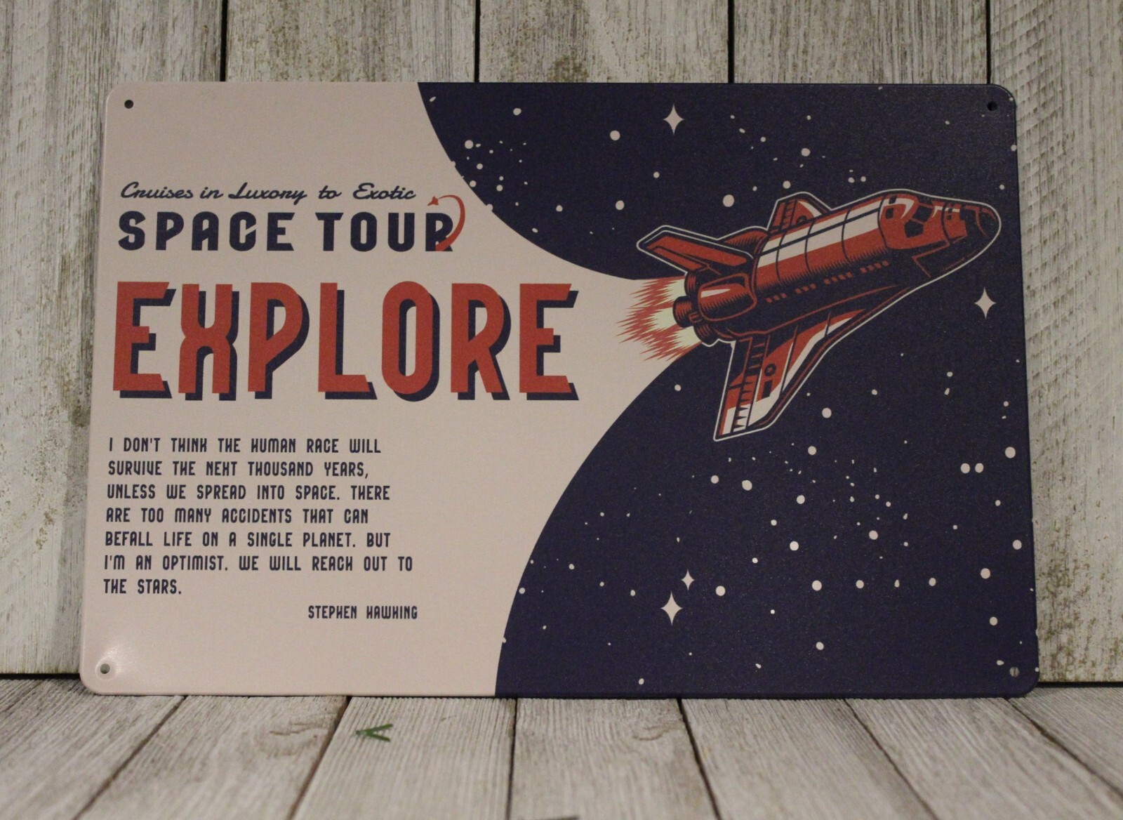 Outer Space Travel & Exploration Tin Metal Sign Vintage Retro Look Colonize Mars