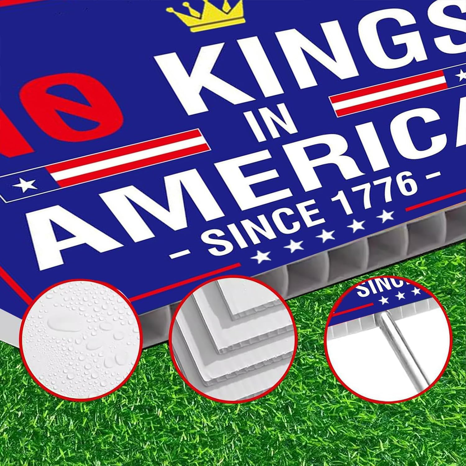 No Kings in America Yard Sign – Resist Hate Lawn Sign save Democracy Double Side