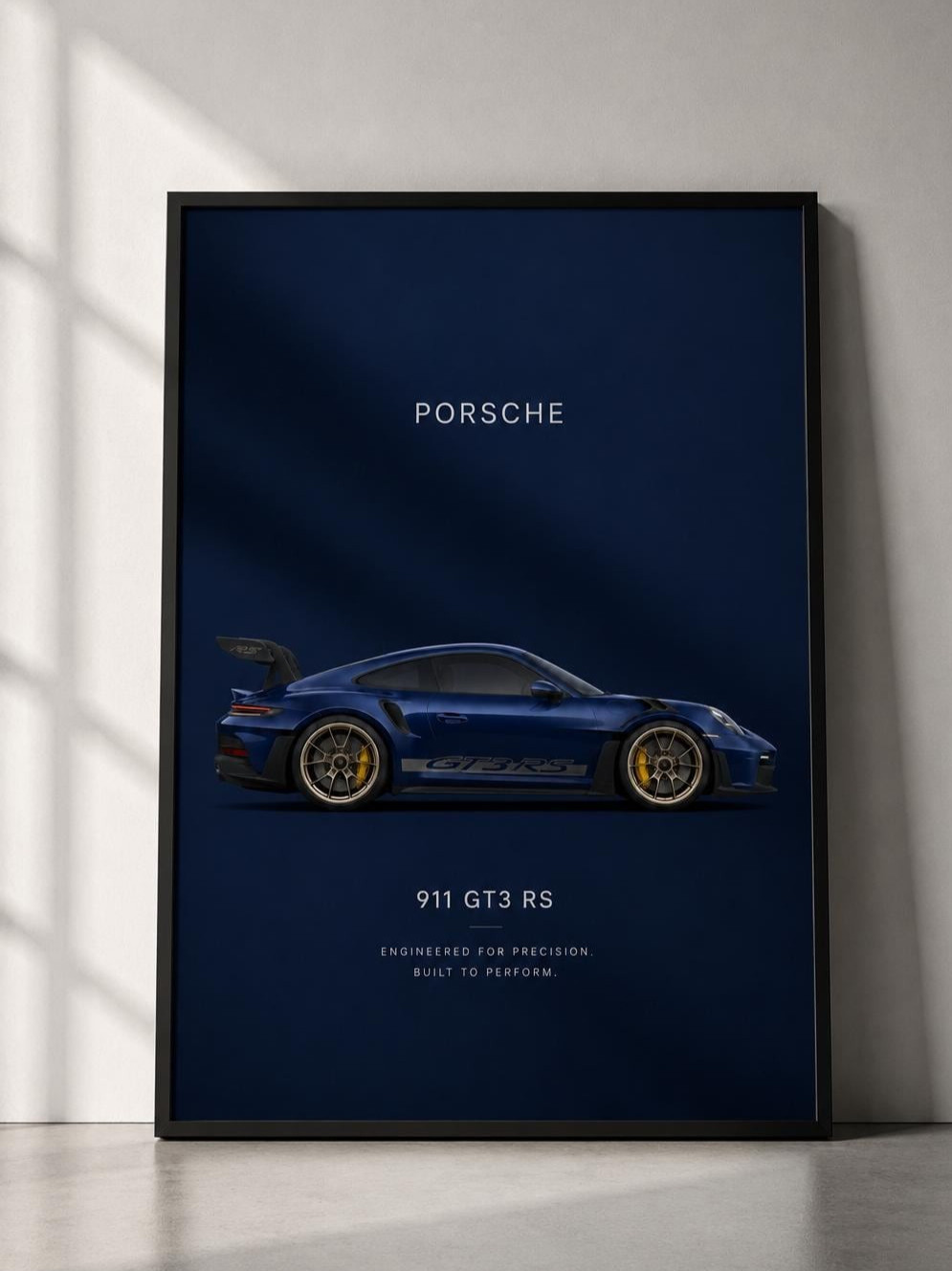 Porsche 911 GT3 RS Wall Art Print | Navy Blue Automotive Poster | Sports Car