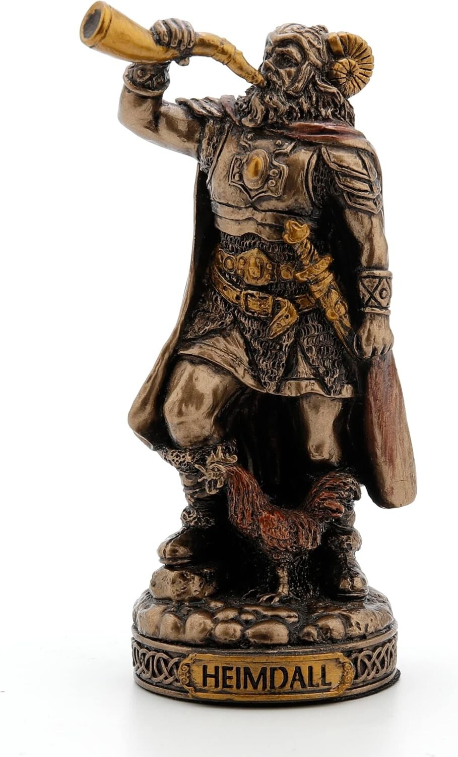 Unique Polystone Standing Heimdall Carrying Horn Norse God Spiritual Collection