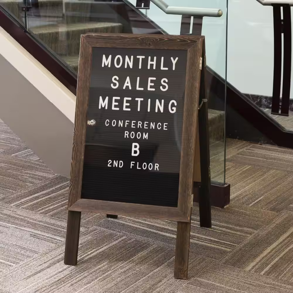 Excello 36 In. X 20 In. A-Frame Felt Letter Board Sign, Rustic Brown