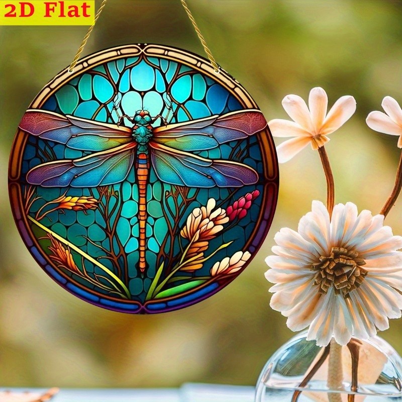 Acrylic Dragonfly Suncatcher 2D Flat Window Hanging Art Decor for Home Garden