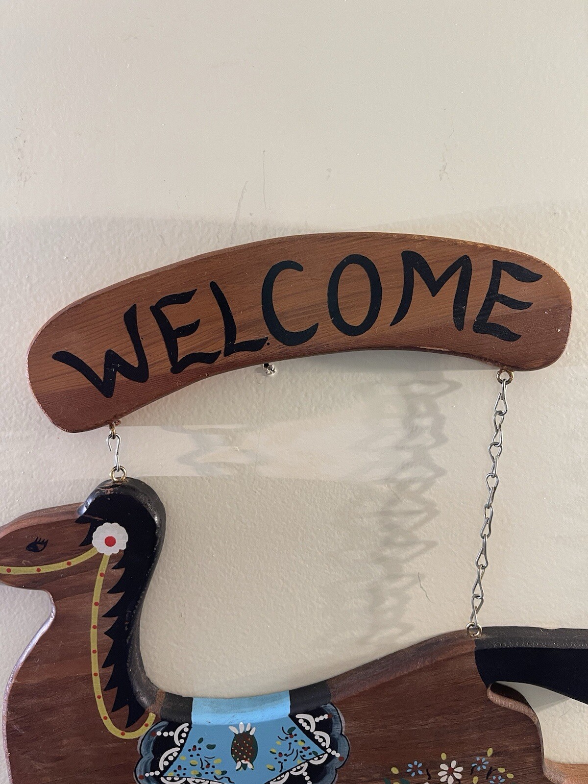 Fanciful Hand Painted Horse Wooden Welcome Sign