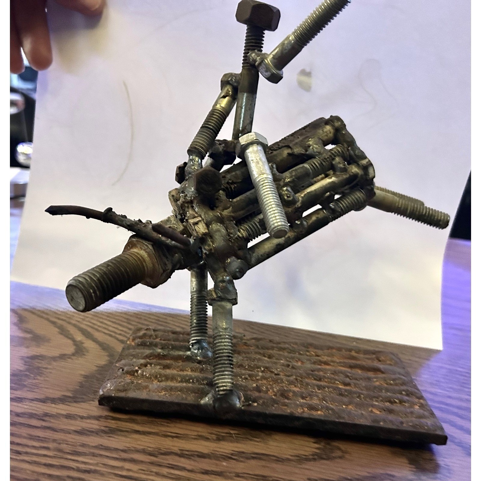 Handmade Scrap Metal Bull Rider Sculpture Welded Bolt Art Rodeo Figurine Decor