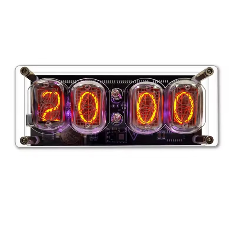 Nixie Tube Clock Digital LED Clock Glow Tube Clock 4-bit IN-12 Decoration Gift