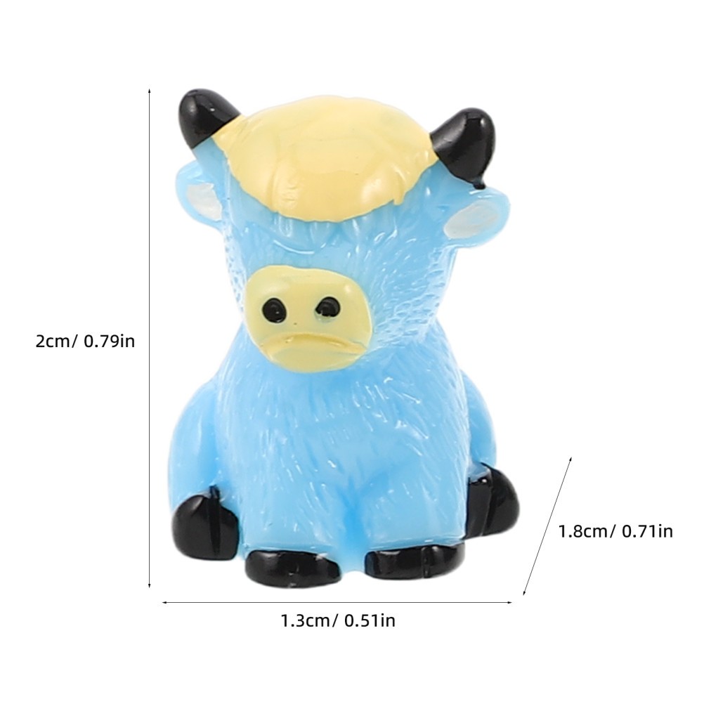 50pcs Mini Highland Cow Figurine – Assorted Color Resin Sculpture Ornament –