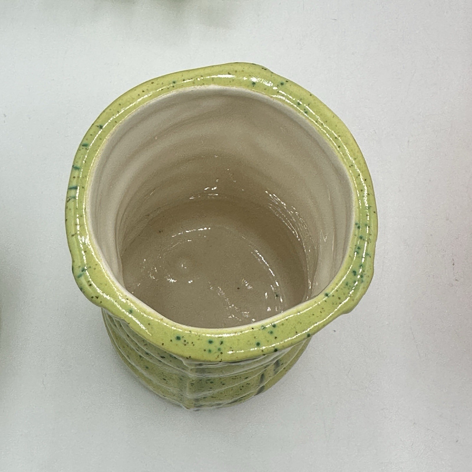 6 Retro Vases Denim Jeans Style Ceramic Cups Set Orange Lime Atomic 4″ 60s