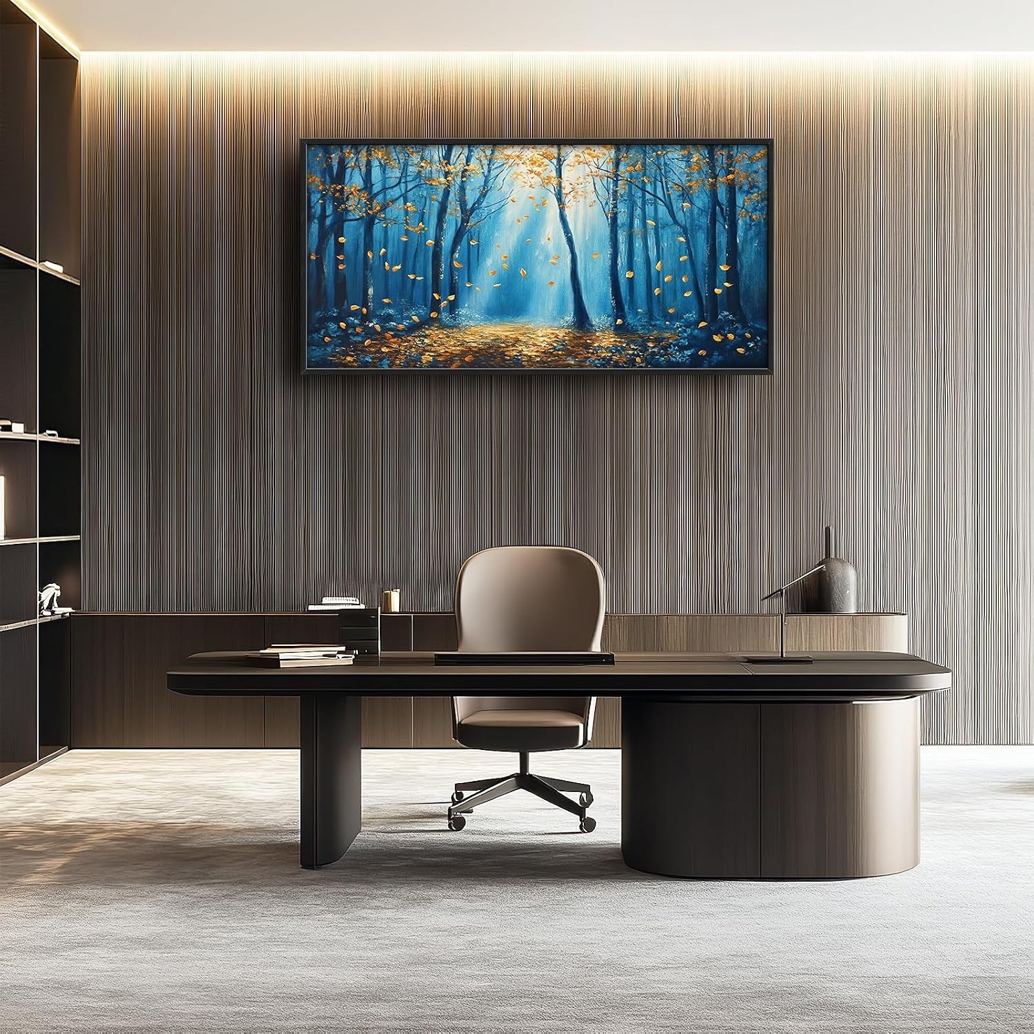 Birch Tree Large Wall Art for Living Room Abstract Gold Blue Forest Framed Ca…