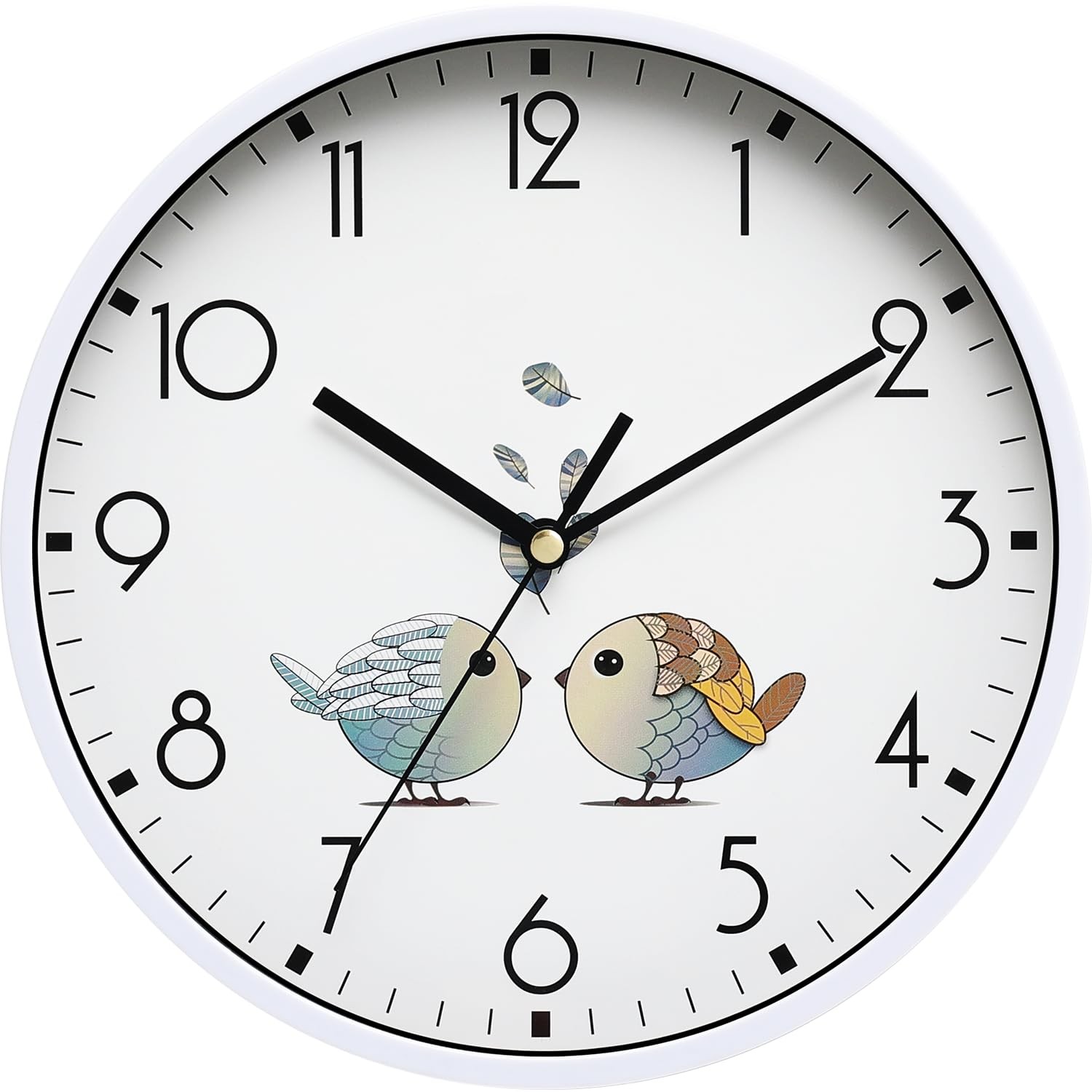 8″ Round Silent Non-Ticking Retro Analog Wall Clock Battery Powered White