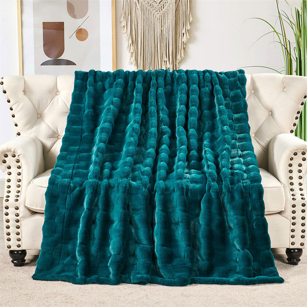 Brick Faux Fur Throw Blanket Luxurious Soft Reversible Micromink Blanket