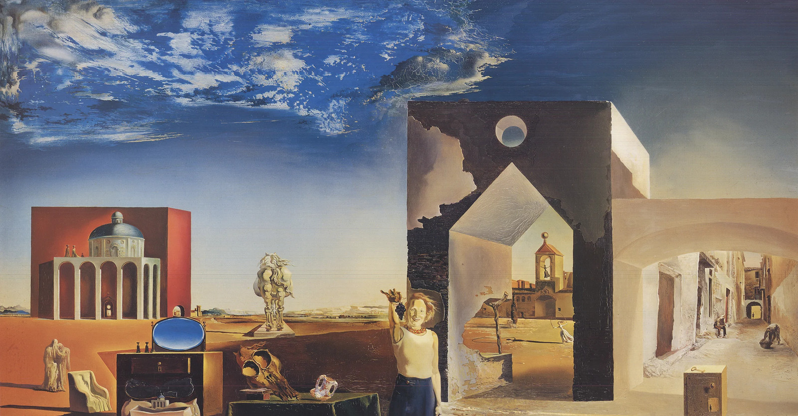 SALVADOR DALI Paranoiac-Critical Town 23.75″ x 31.5″ Offset Lithograph 1989 Surr