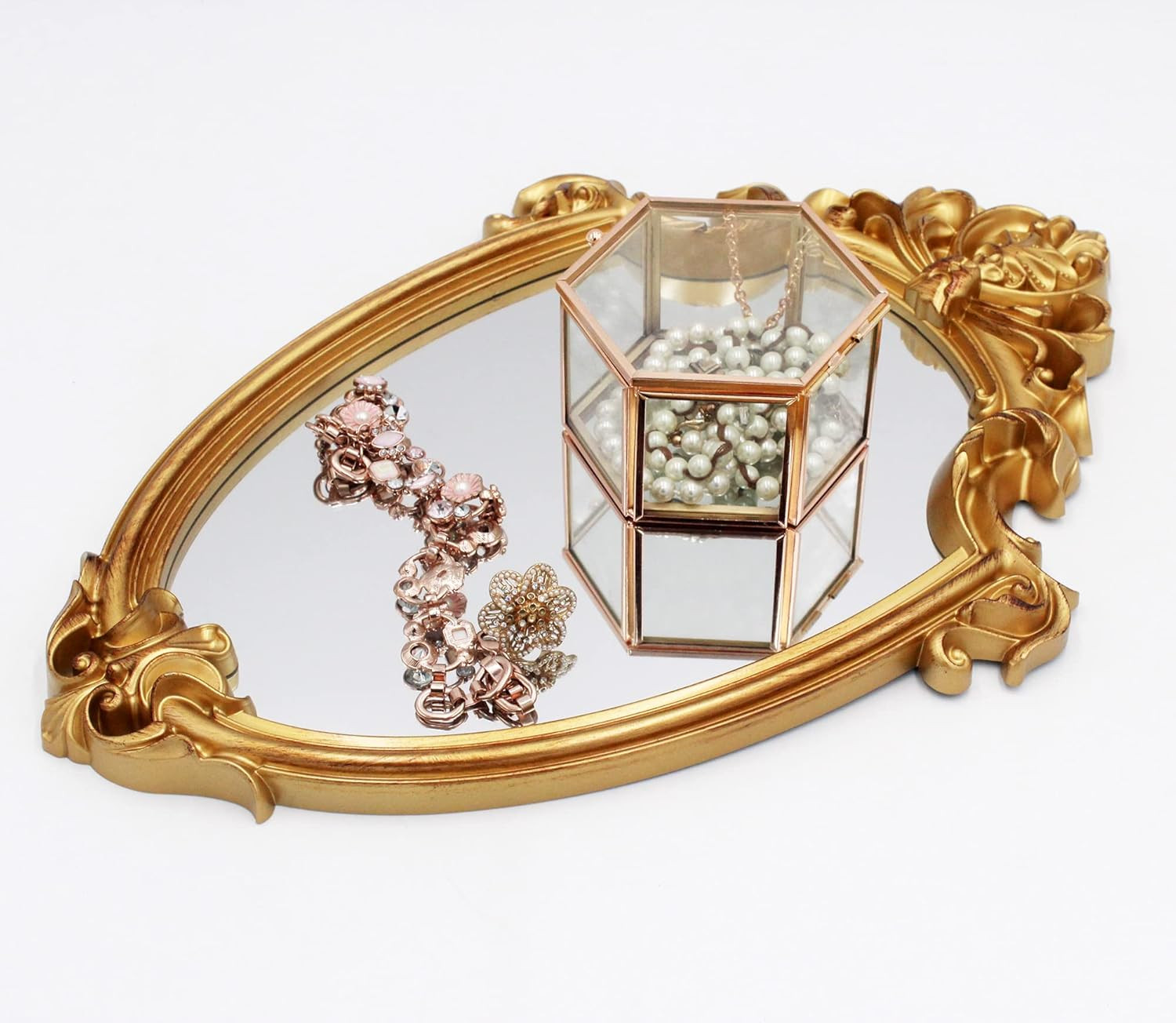 16.5 X 11 Inch Vintage Antique Decorative Wall Mirror – Shield Shape (Brush Gold