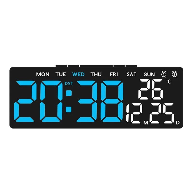 Digital LED Large Display Wall Desk Alarm Clock With Calendar Temperature Date