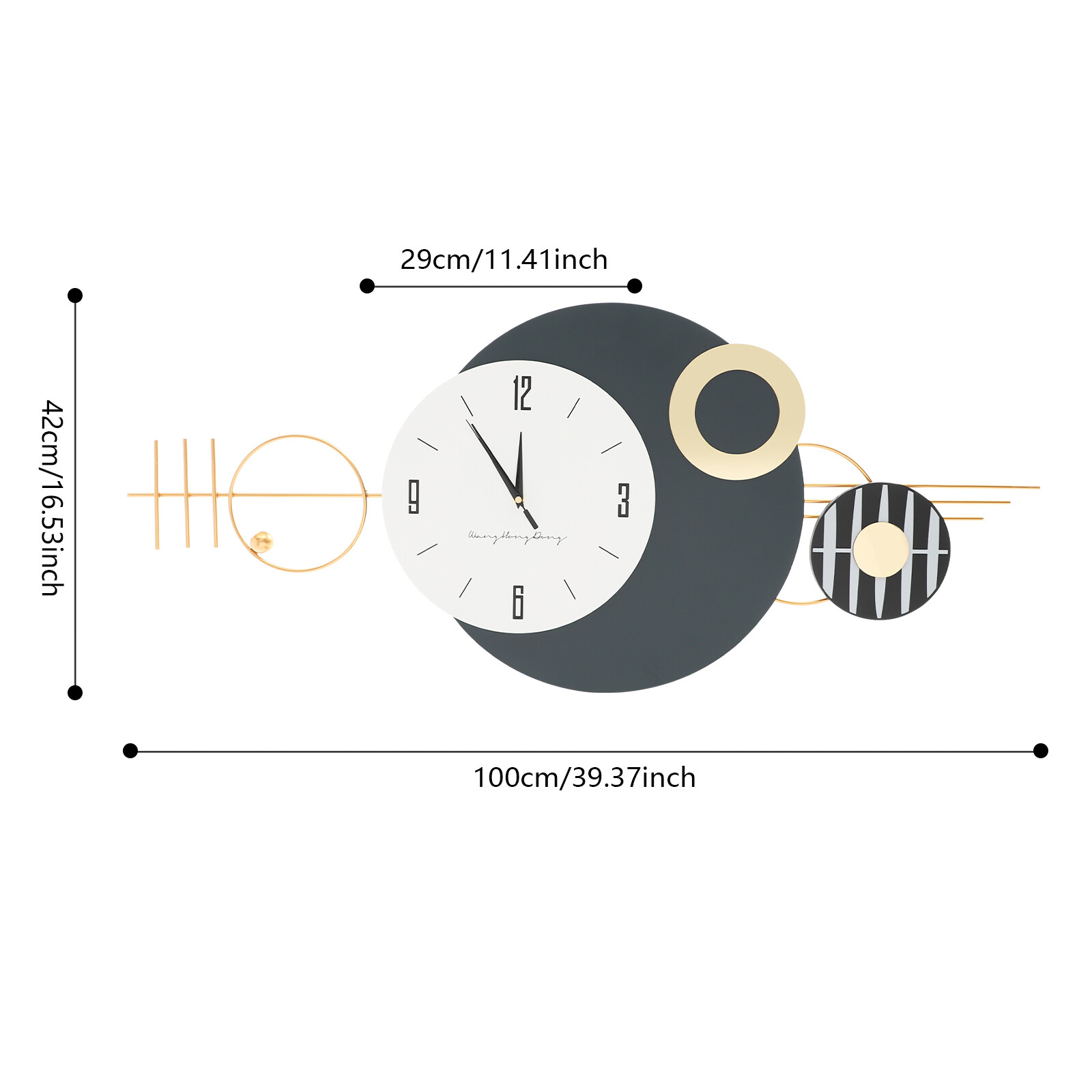 Wall Clock, Modern Decorative Art Clock, Battery Powered Metal Wall Decor Clock
