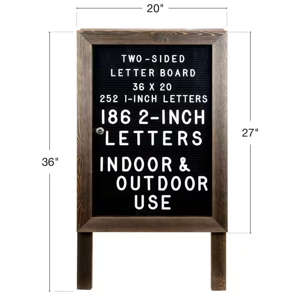 Excello 36 In. X 20 In. A-Frame Felt Letter Board Sign, Rustic Brown
