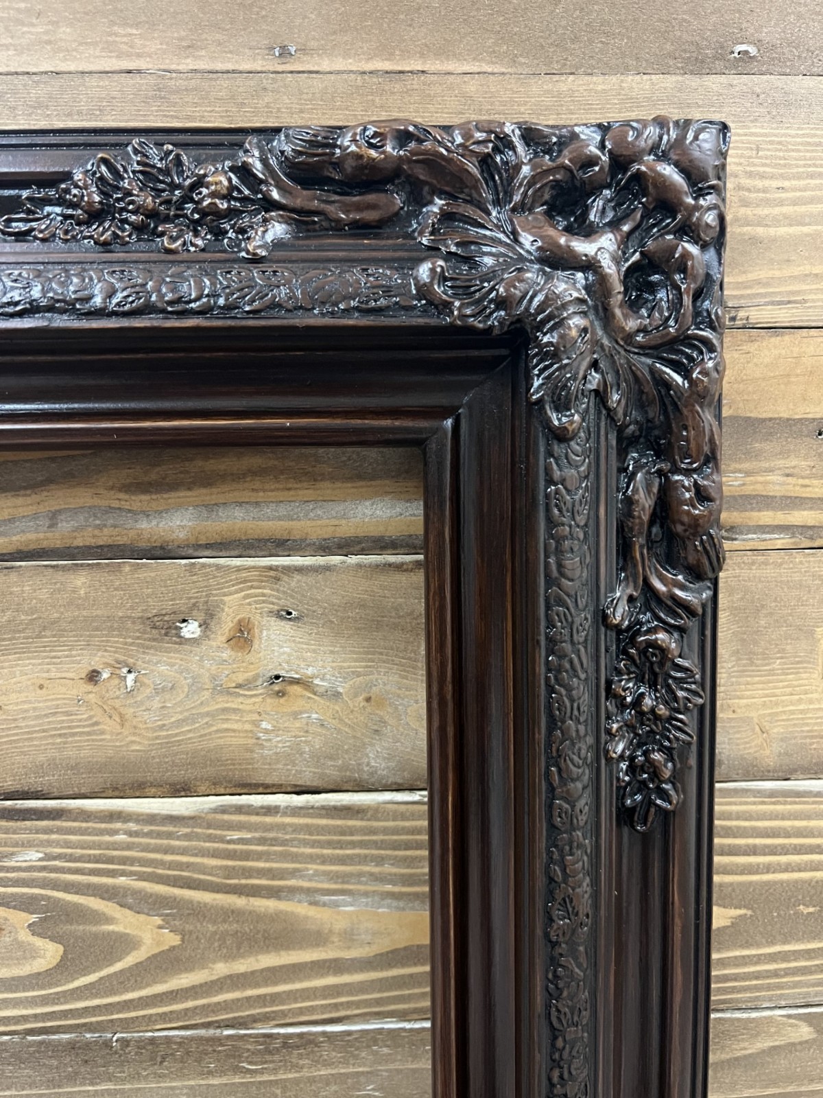 20 x 24 In Stock- Traditional compo XL ornate corners wood frame, Dark Walnut