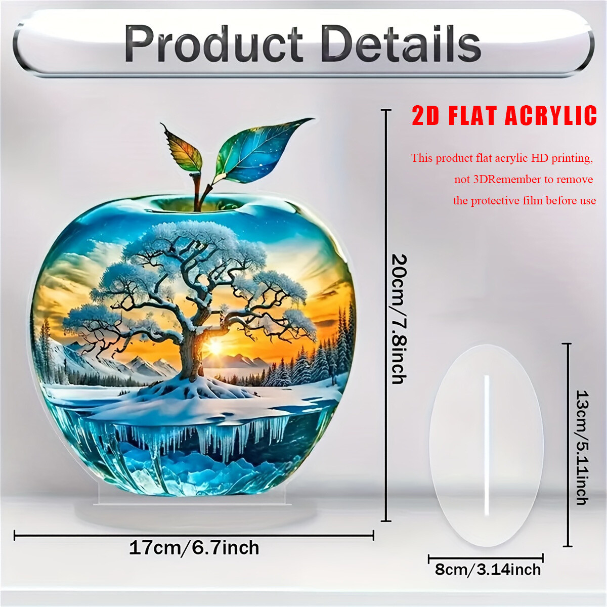Boho Sunset Apple Tree Acrylic Desktop Decoration 2D Flat Inspiration Theme