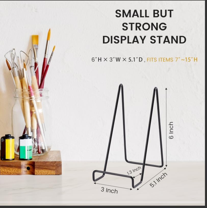 6 Pack 6 Inch Plate Stands for Display,Book Display Stand,Metal Plate Holder Dis